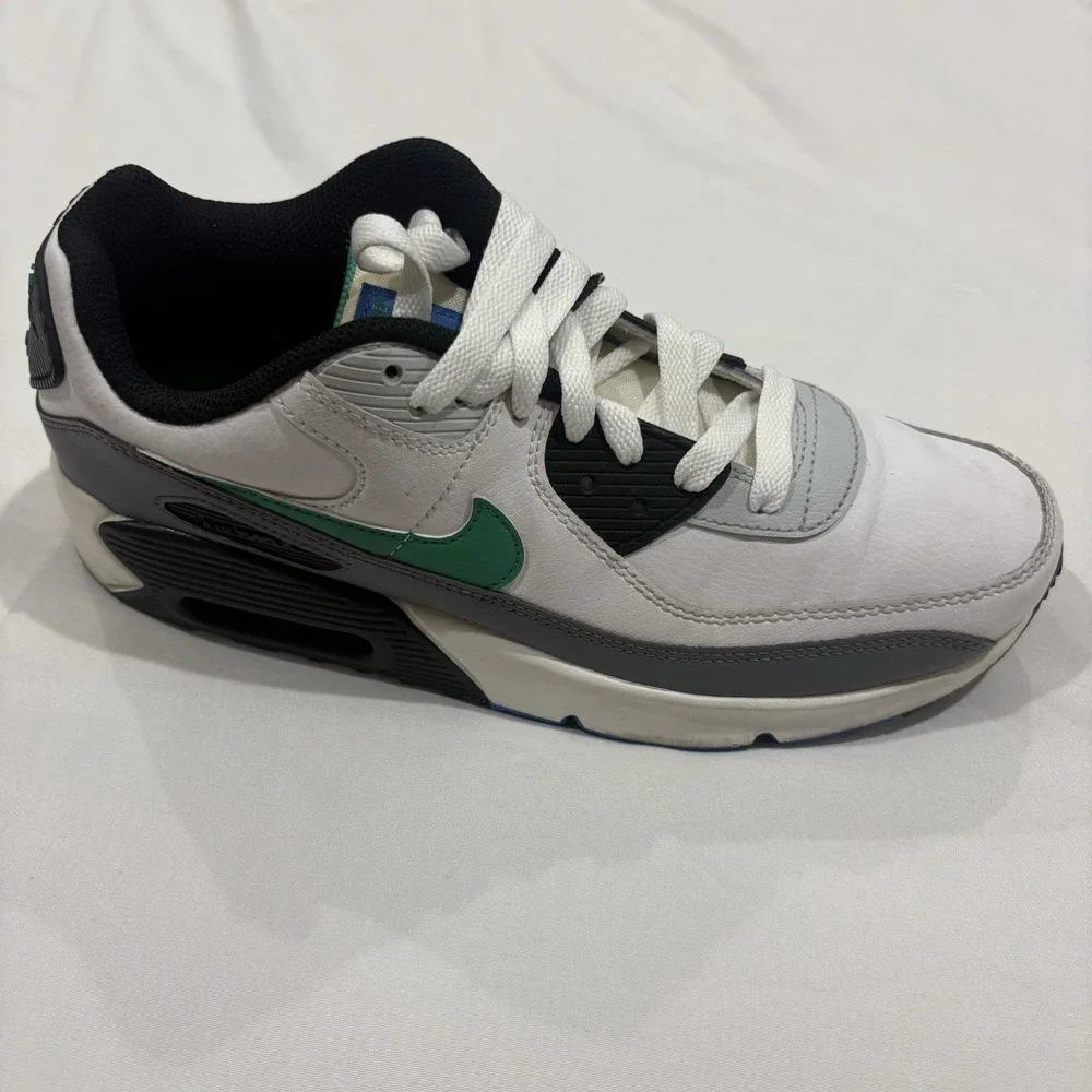 Nike Air Max 90 White Gray Green Blue Sneakers DV3607-102 Men's 6.5Y